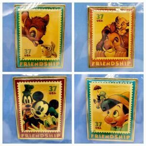 NWT Vintage 2004 The Art of Disney Friendship Lapel Pins USPS Collab Set of 4